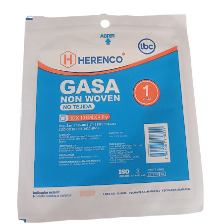 Unidad Gasa no tejida esteril 10x10 Herenco