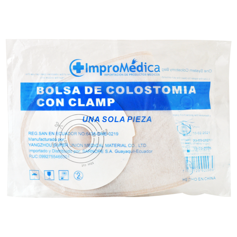 Bolsa  ImproMédica de colostomia cerrada con Clamp