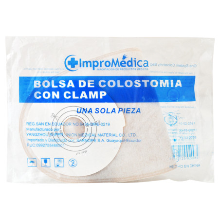 Bolsa  ImproMédica de colostomia cerrada con Clamp