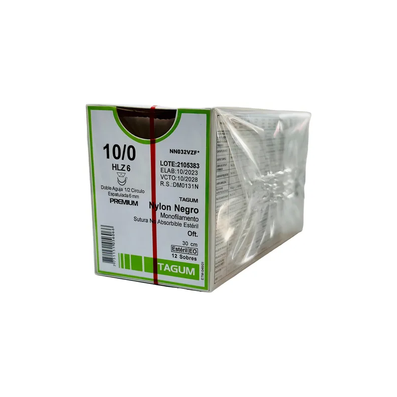 Hilo 10-0 de sutura nylon Negro