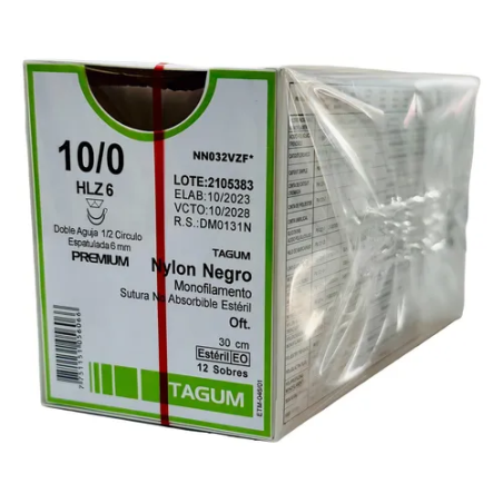 Hilo 10-0 de sutura nylon Negro
