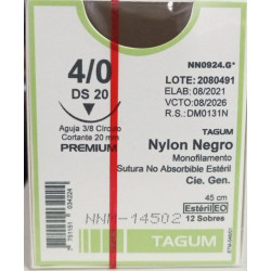 Hilo 4-0 de sutura nylon Azul