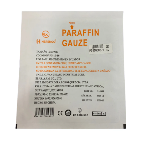 PARAFFIN GAUZE HERENCO 10X10cm