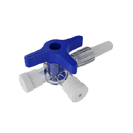 Llave de tres vías con adaptador de bloqueo